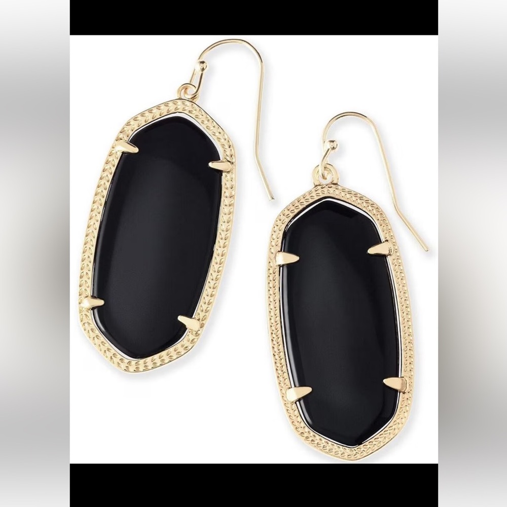 Kendra Scott Elle Black and Gold Drop Earrings